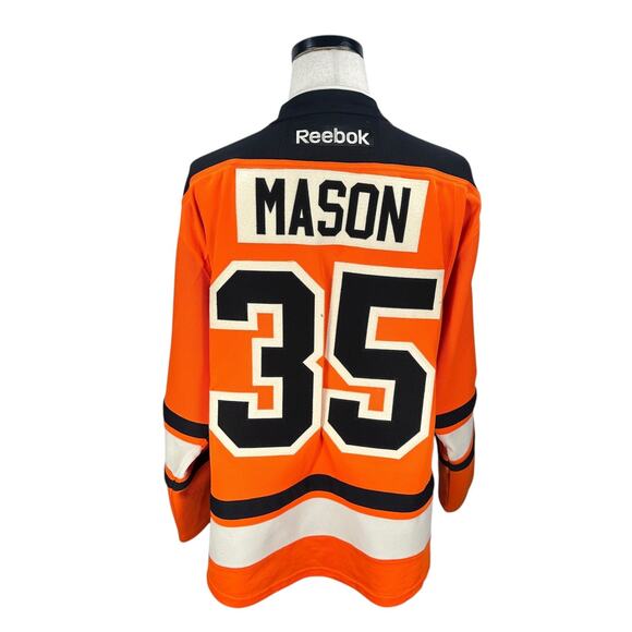 Reebok NHL Philadelphia Flyers Steve Mason #35 Jersey Men’s Large Orange Black - Picture 5 of 12